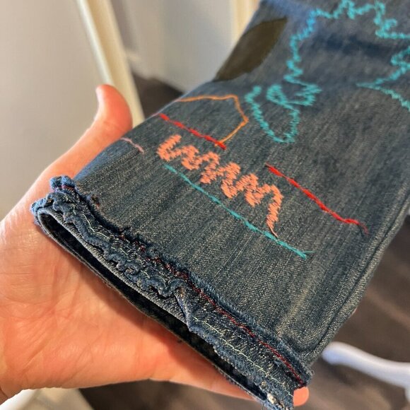 Chico's Beaded & Sequined Patchwork Denim Jacket, Size 0 (US Small/4) - Picture 6 of 15